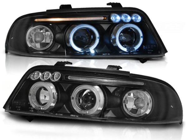 Frontlykter Audi A4 01.99-09.00 Angel Eyes Svart