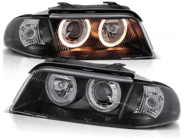Frontlykter Audi A4 01.99-09.00 Angel Eyes Svart