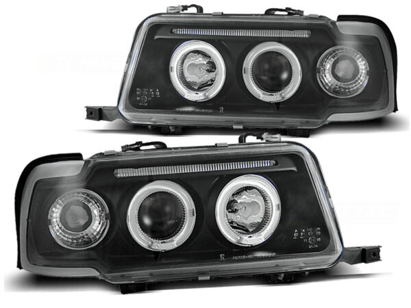 Frontlykter Audi 80 B4 09.91-04.96 Angel Eyes Svart