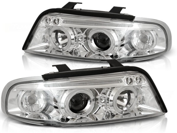 Frontlykter Audi A4 11.94-12.98 Angel Eyes Krom