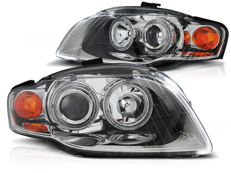 Frontlykter Audi A4 B7 11.04-03.08 Angel Eyes Krom - Bilde 2