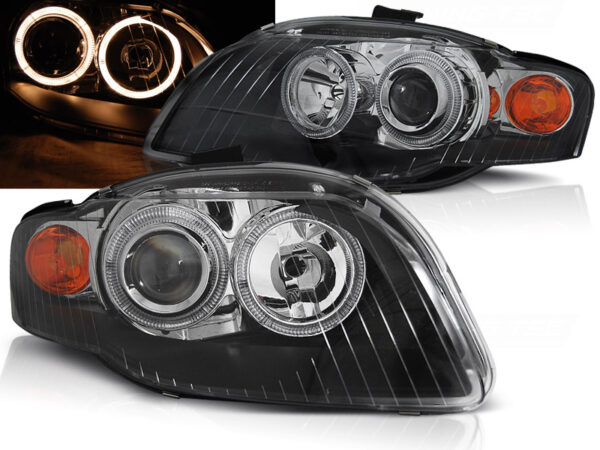 Frontlykter Audi A4 B7 11.04-03.08 Angel Eyes Svart – bilde 1 av 2