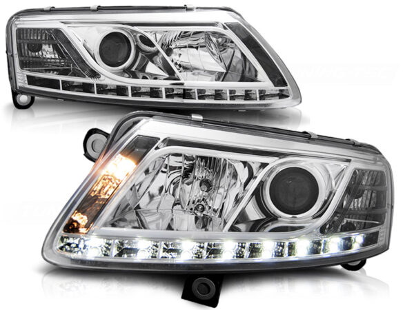 Frontlykter Audi A6 C6 04.04-08 TRU DRL Krom