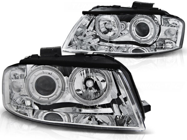Frontlykter Audi A3 8P 05.03-03.08 Angel Eyes Krom – bilde 2 av 2