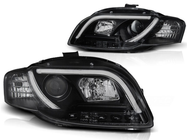 Frontlykter Audi A4 B7 11.04-03.08 Tube Lights Svart – bilde 2 av 2