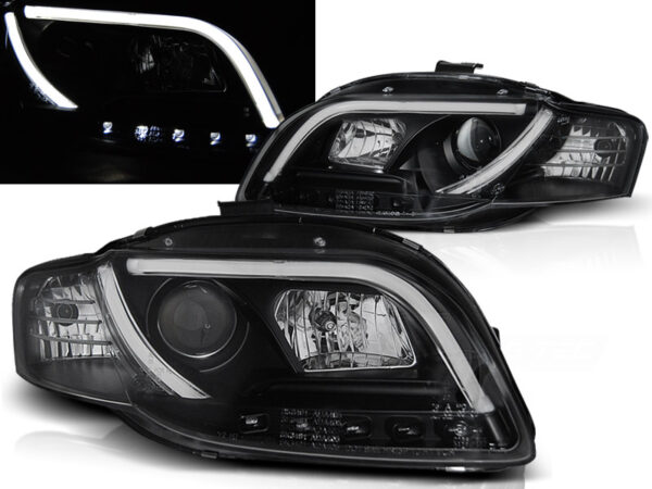 Frontlykter Audi A4 B7 11.04-03.08 Tube Lights Svart – bilde 1 av 2