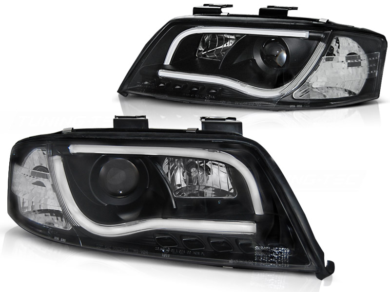 Frontlykter Audi A6 05.97-05.01 Tube Lights Black - Bilde 2