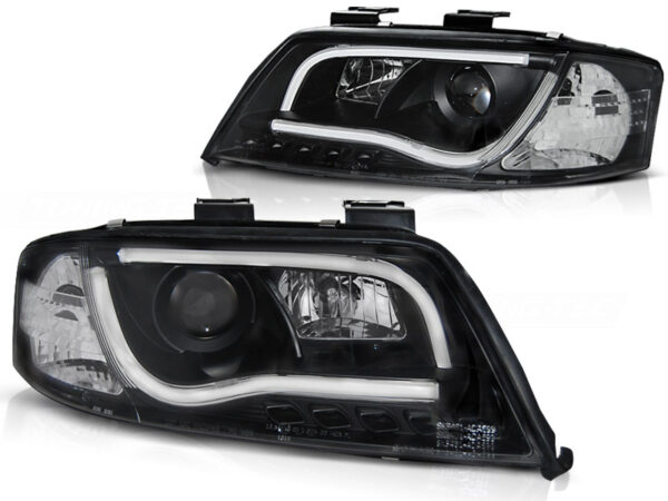 Frontlykter Audi A6 06.01-05.04 Tube Lights Svart