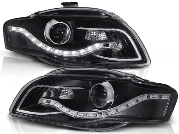 Frontlykter Audi A4 B7 11.04-03.08 TRU DRL Svart