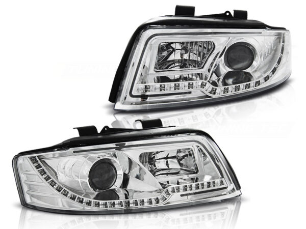 Frontlykter Audi A4 10.00-10.04 Tube Lights Krom – bilde 2 av 2