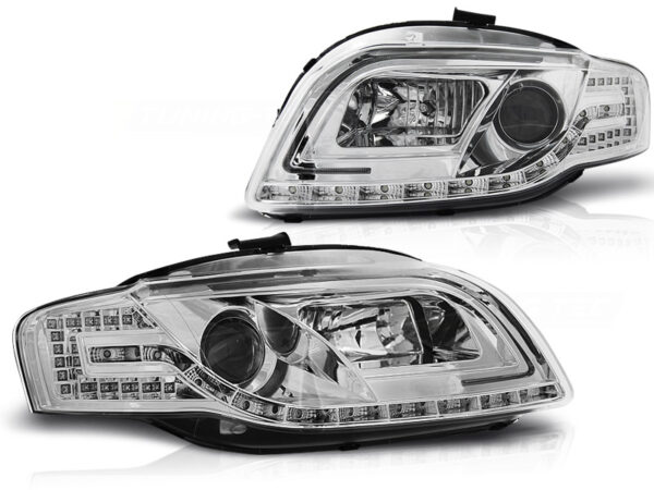 Frontlykter Audi A4 B7 11.04-03.08 Tube Lights Krom – bilde 2 av 2