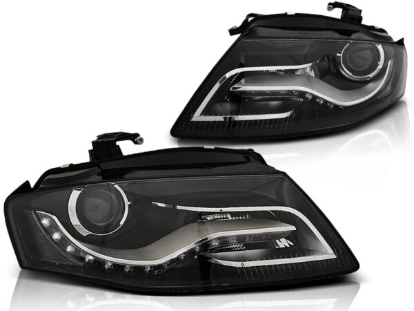 Frontlykter Audi A4 B8 04.08-11 TRU DRL Svart – bilde 2 av 2