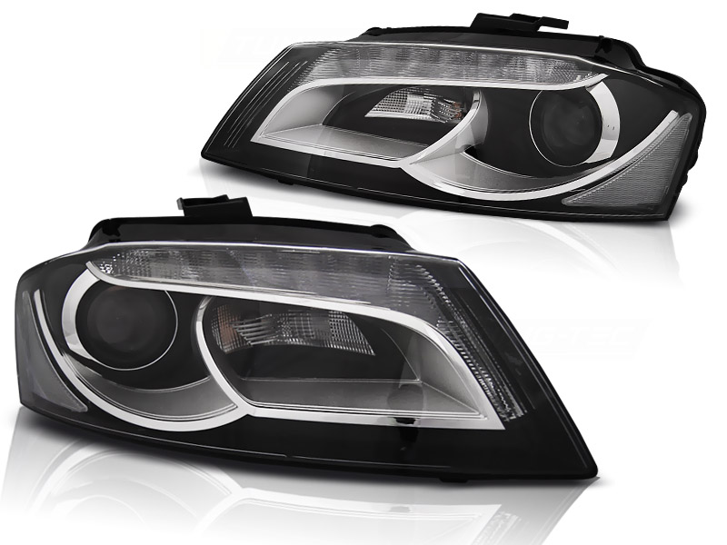 Frontlykter Audi A3 8P 08-12 TRU DRL Svart - Bilde 2