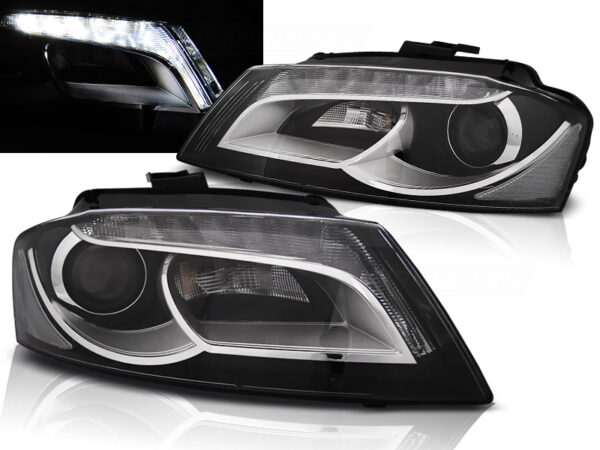 Frontlykter Audi A3 8P 08-12 TRU DRL Svart – bilde 1 av 2