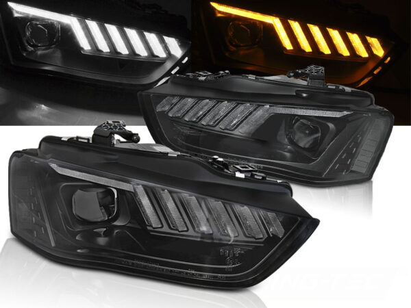 Frontlykter Audi A4 B8 12-15 LED Svart SEQ – for halogen – bilde 1 av 2