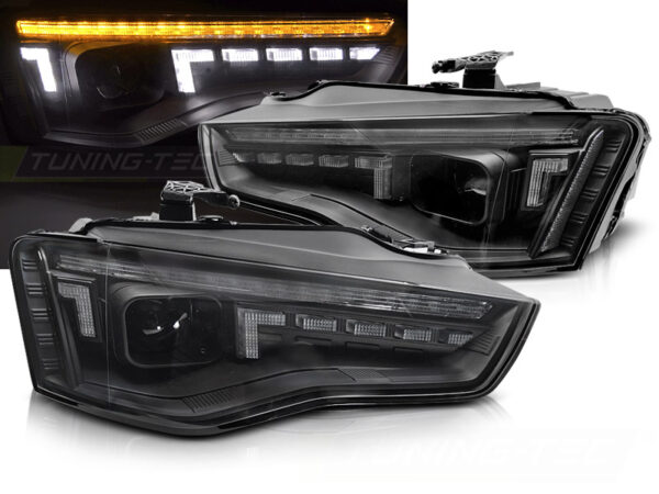 Frontlykter Audi A5 11-16 Xenon LED Svart SEQ – uten AFS – bilde 1 av 2
