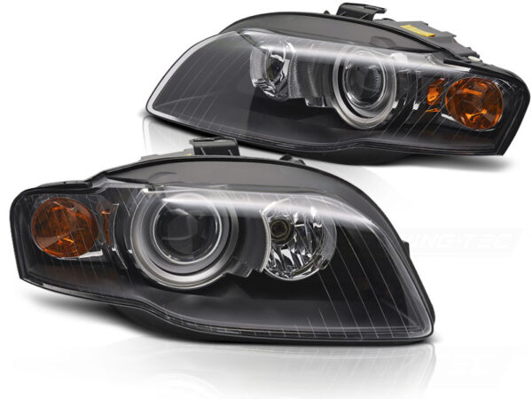 Frontlykter Audi A4 B7 04-08 Xenon Svart – for xenon