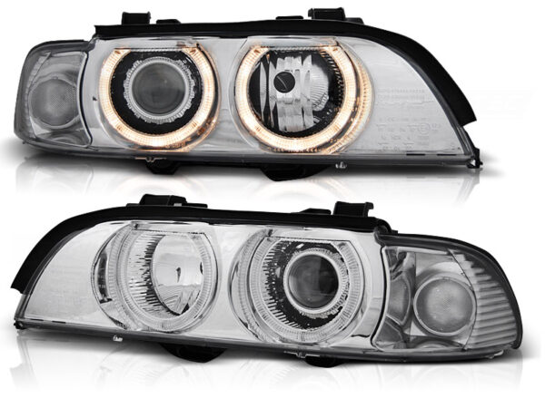 Frontlykter BMW E39 09.95-06.03 Xenon Angel Eyes Krom – bilde 2 av 2