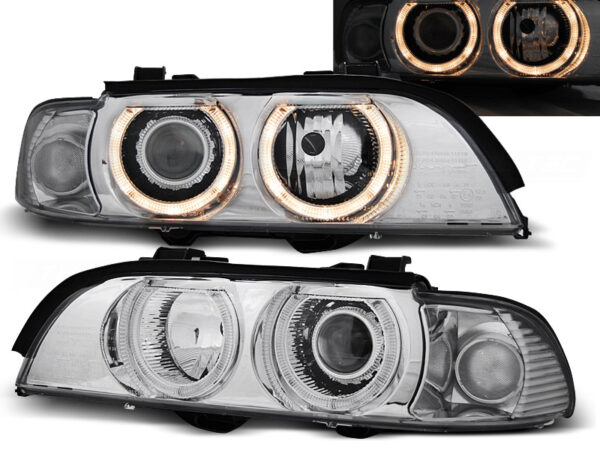 Frontlykter BMW E39 09.95-06.03 Xenon Angel Eyes Krom – bilde 1 av 2