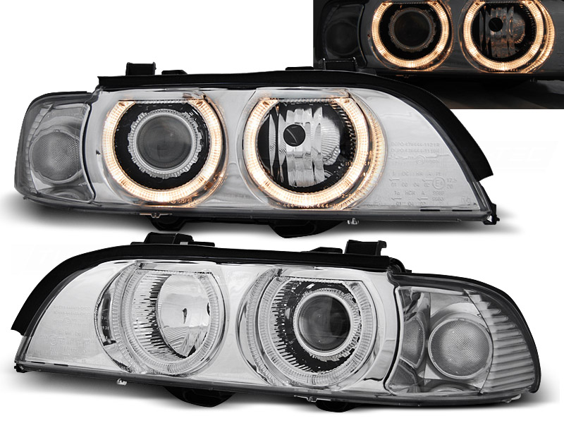 Frontlykter Bmw E39 09.95-06.03 Xenon Angel Eyes Chrome