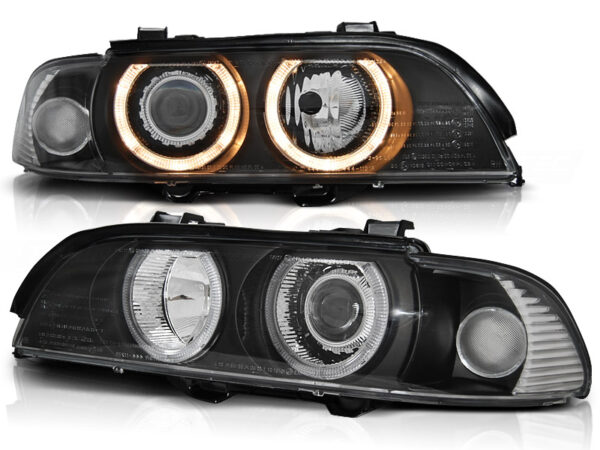 Frontlykter BMW E39 09.95-06.03 Xenon Angel Eyes Svart – bilde 2 av 2