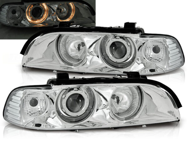 Frontlykter BMW E39 09.95-06.03 Angel Eyes Krom – bilde 1 av 2