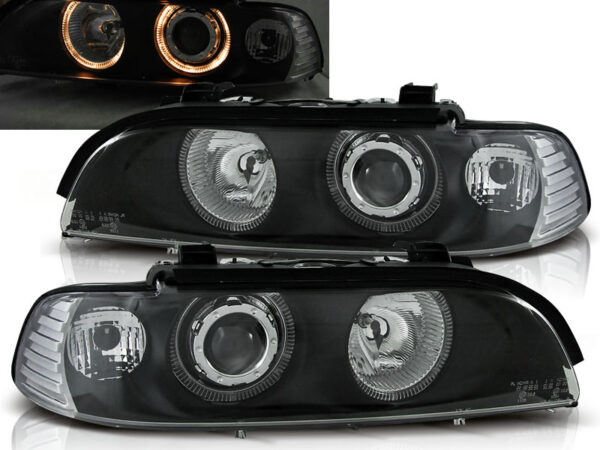 Frontlykter BMW E39 95-03 Angel Eyes Svart – bilde 1 av 2