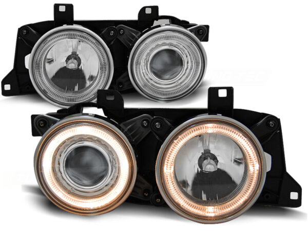 Frontlykter BMW E32/E34 Angel Eyes Krom – bilde 2 av 2