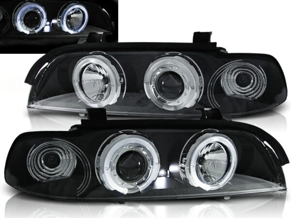 Frontlykter BMW E39 09.95-06.03 Angel Eyes Svart – bilde 1 av 2