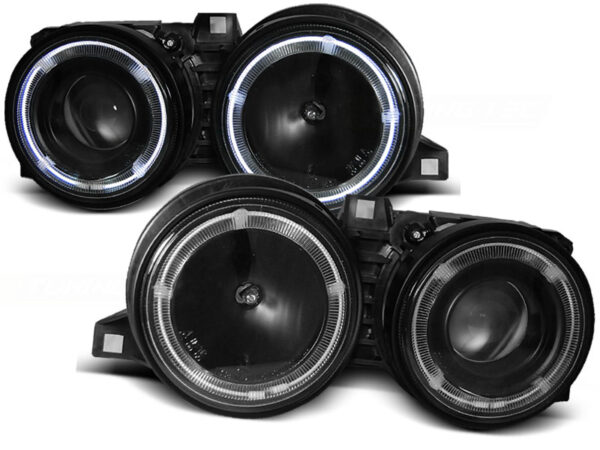Frontlykter BMW E30 11.82-06.94 Angel Eyes Svart