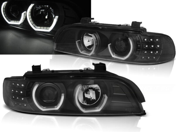 Frontlykter BMW E39 09.95-06.03 Angel Eyes 3D Svart – bilde 1 av 2