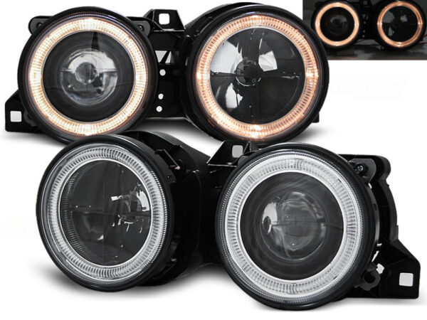 Frontlykter BMW E30 11.82-06.94 Angel Eyes Svart – bilde 1 av 2