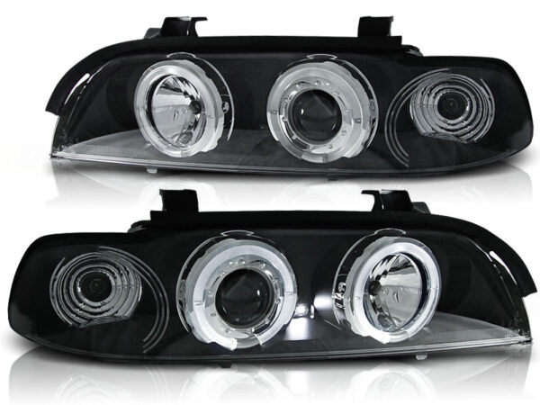 Frontlykter BMW E39 95-03 Angel Eyes Svart