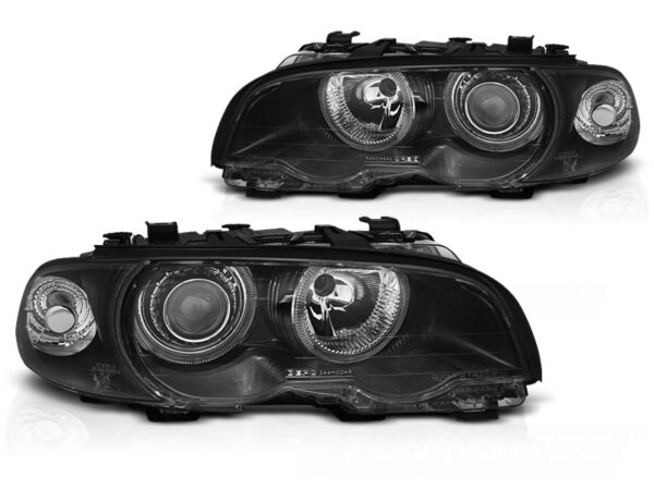 Frontlykter BMW E46 04.99-03 Coupé/Cabrio Angel Eyes Svart – bilde 3 av 4