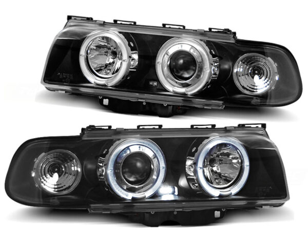 Frontlykter BMW E38 06.94-08.98 Angel Eyes Svart – bilde 2 av 2