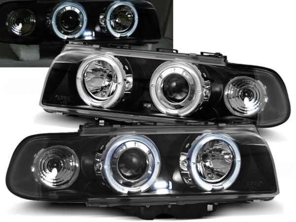 Frontlykter BMW E38 06.94-08.98 Angel Eyes Svart – bilde 1 av 2