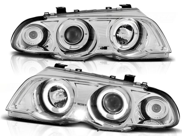 Frontlykter BMW E46 05.98-08.01 S/T Angel Eyes Krom