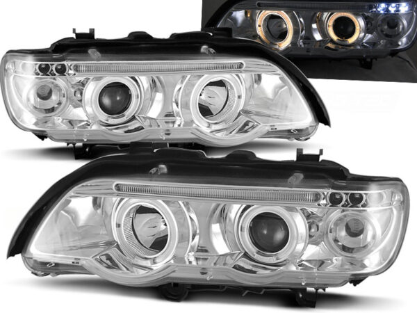 Frontlykter BMW X5 E53 09.99-10.03 Angel Eyes Krom