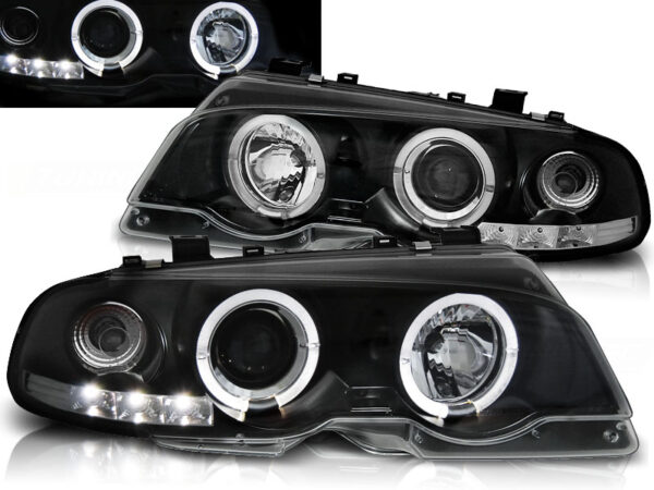 Frontlykter BMW E46 99-03 Coupé Angel Eyes Svart – bilde 1 av 2