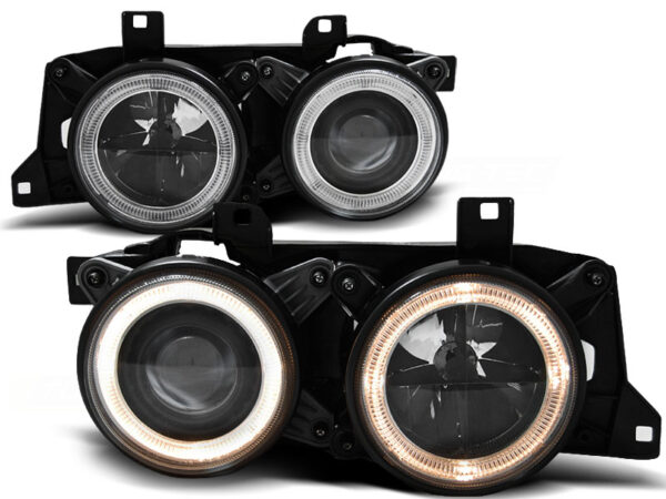 Frontlykter BMW E32/E34 Angel Eyes Svart – bilde 2 av 2