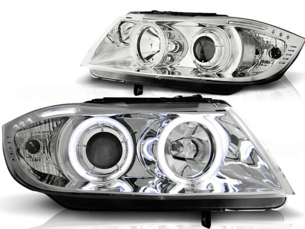 Frontlykter BMW E90/E91 03.05-08.08 Angel Eyes CCFL Krom – bilde 2 av 2