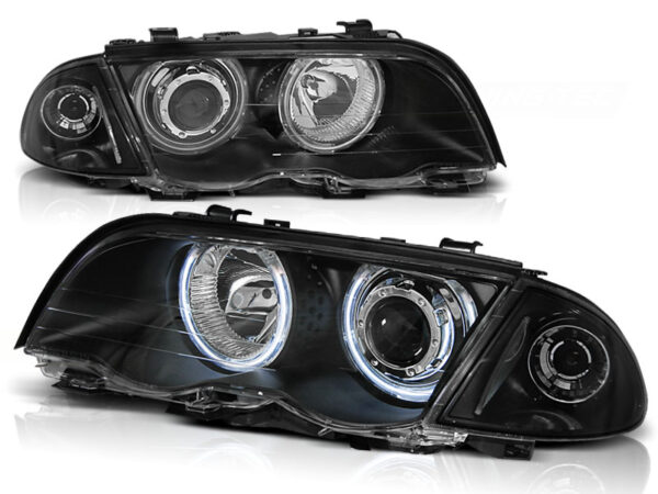 Frontlykter BMW E46 05.98-08.01 S/T Angel Eyes CCFL Svart