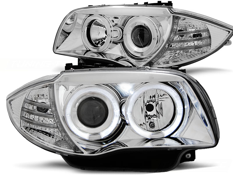Frontlykter BMW 1 E87/E81/82/88 04-11 Angel Eyes Krom - Bilde 2