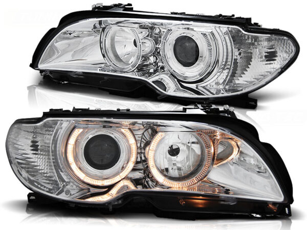 Frontlykter BMW E46 04.03-06 Coupé/Cabrio Angel Eyes Krom