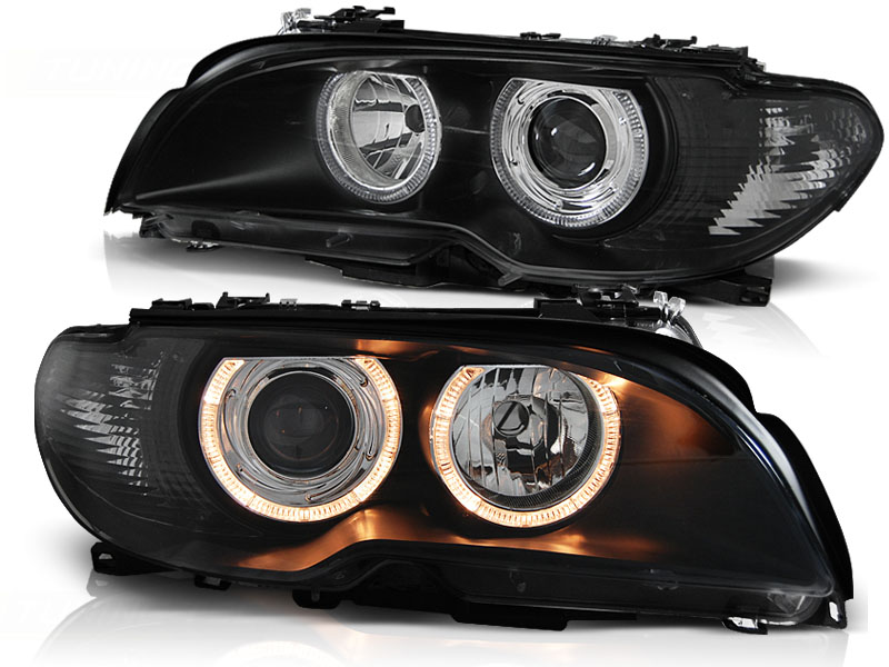 Frontlykter Bmw E46 04.03-06 Angel Eyes Black Coupe / Cabrio