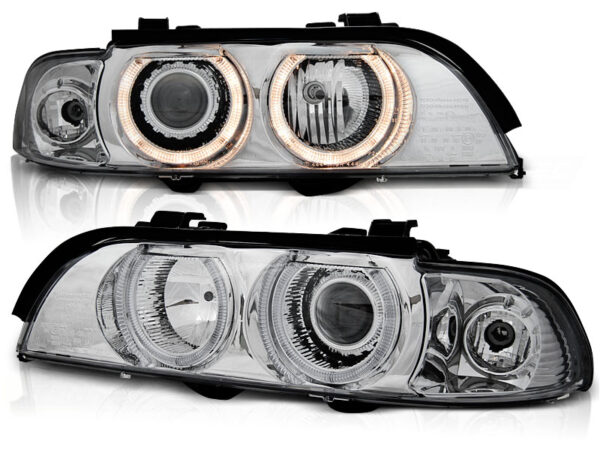 Frontlykter BMW E39 09.95-06.03 Xenon Angel Eyes Krom