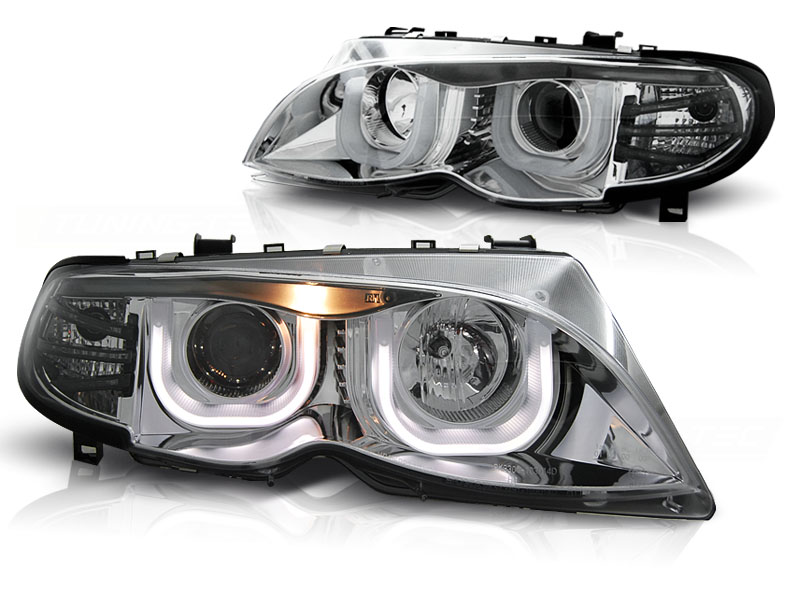 Frontlykter BMW E46 09.01-03.05 S/T Angel Eyes 3D Krom - Bilde 2