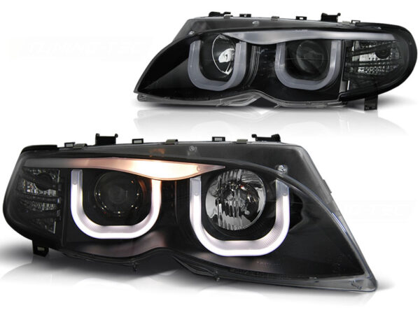 Frontlykter BMW E46 09.01-03.05 S/T Svart Angel Eyes 3D Svart – bilde 2 av 2