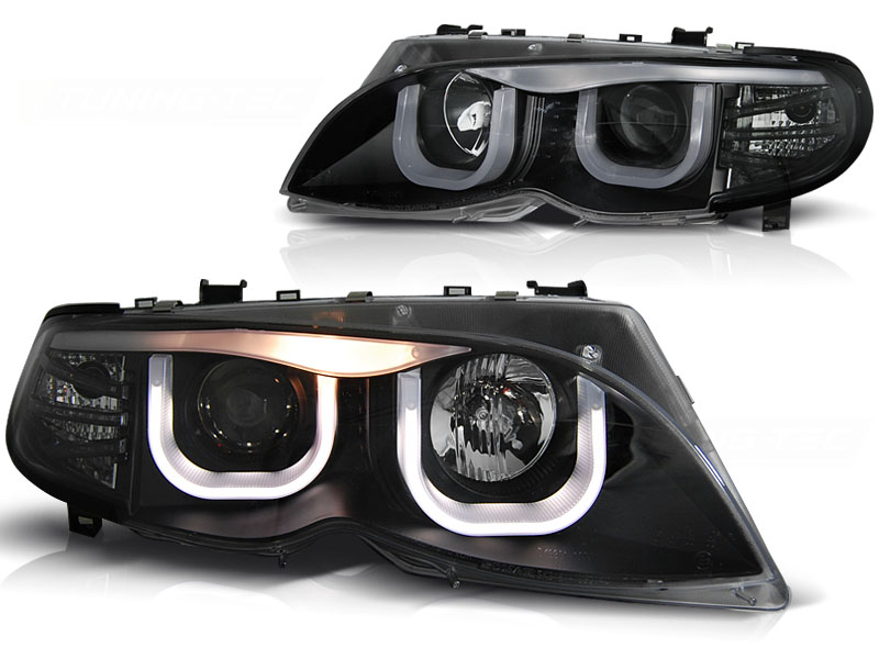 Frontlykter BMW E46 09.01-03.05 S/T Svart Angel Eyes 3D Svart - Bilde 2