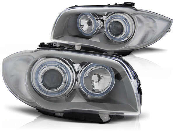 Frontlykter BMW 1 E87/E81/82/88 04-11 Angel Eyes Krom – bilde 2 av 2